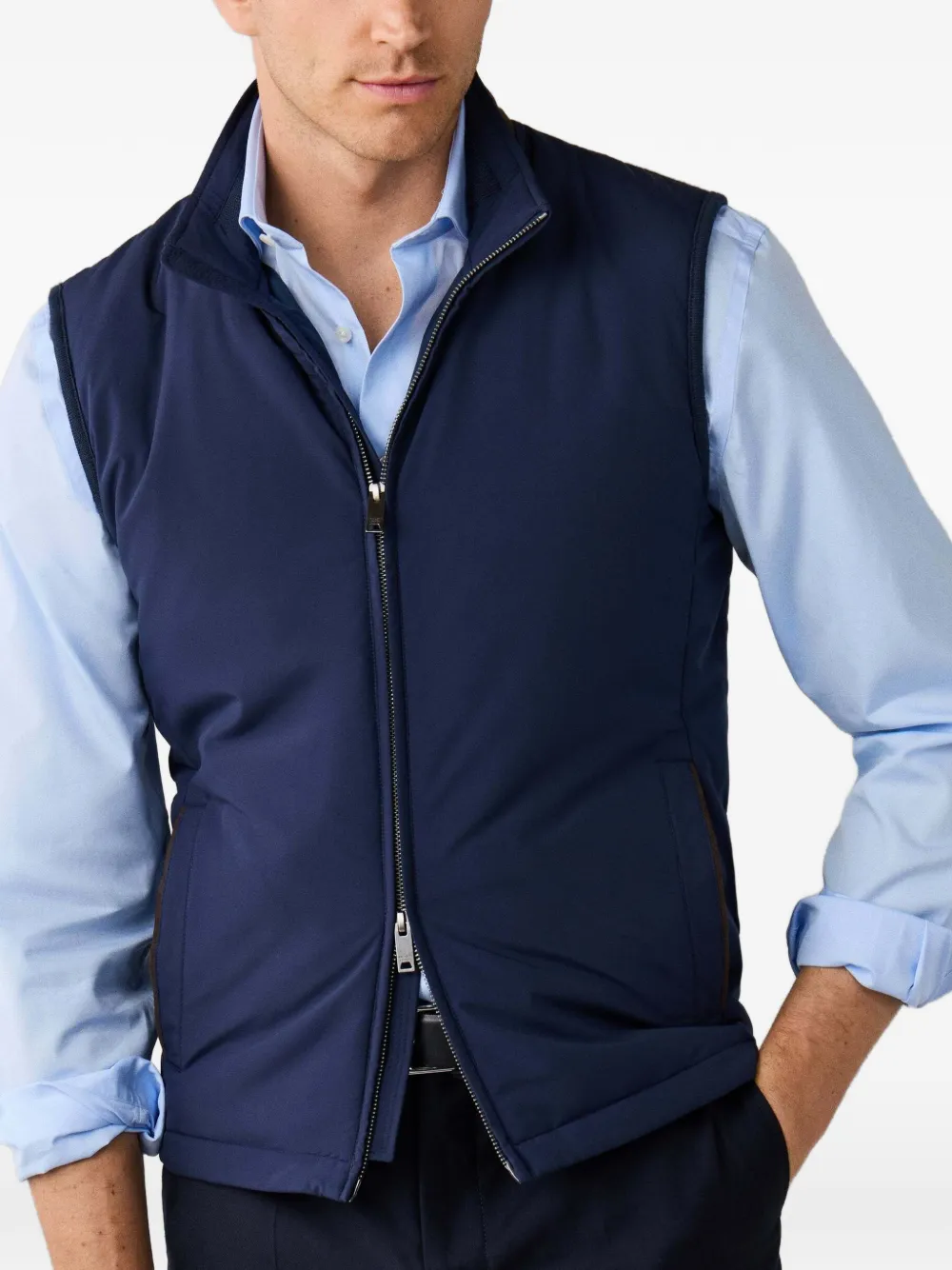 Hackett London Windsor bodywarmer met vlakken Blauw