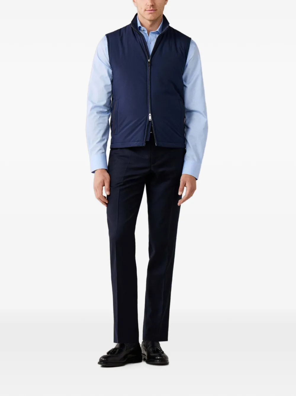Hackett London Windsor bodywarmer met vlakken Blauw