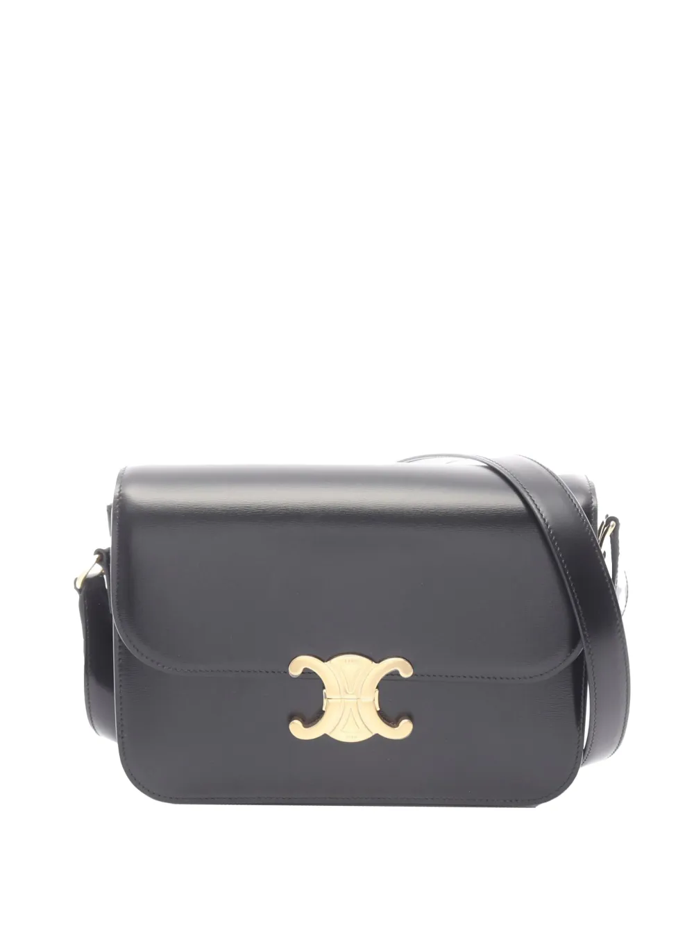 Celine Pre-Owned 2010-2026 Classique Shiny Calfskin Triomphe crossbody bag - Black