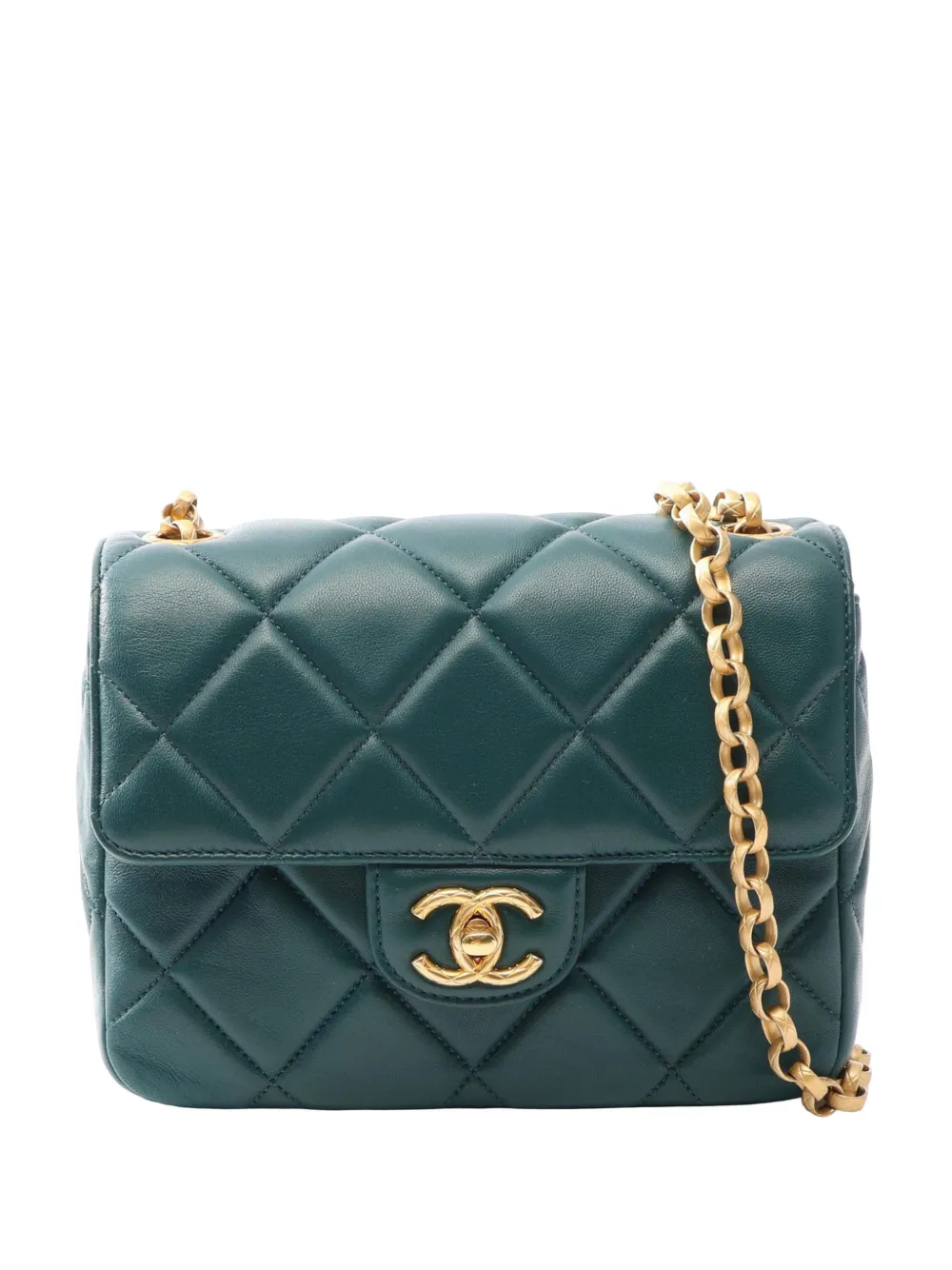CHANEL Pre-Owned 2021-2026 CC Quilted Lambskin Single Flap crossbody bag - Green