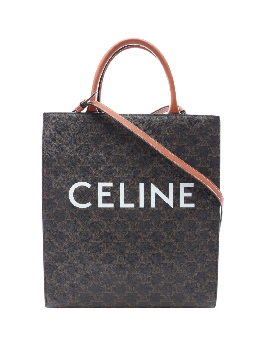 Celine Pre-Owned 2010-2026 Small Triomphe Coated Canvas Vertical Cabas Tote satchel - Brown