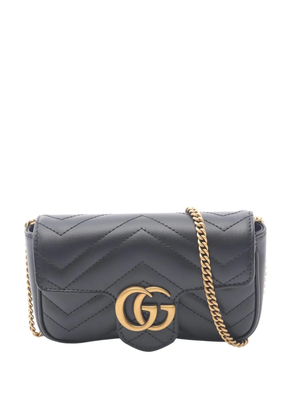 Gucci Pre-Owned 2016-2026 Mini GG Marmont Matelasse Calfskin Flap crossbody bag - Black