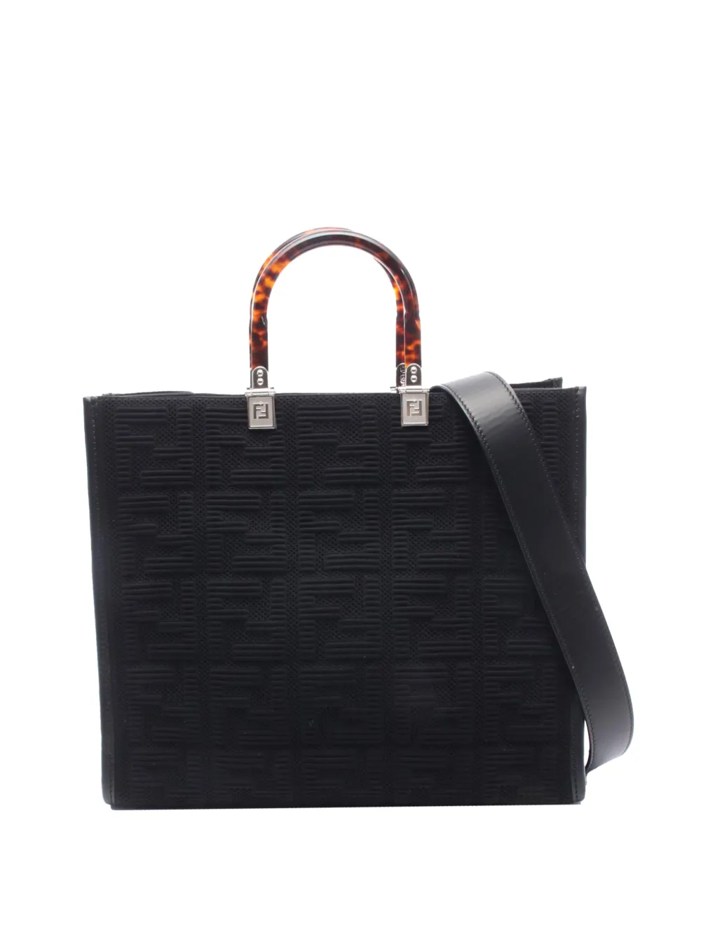 Fendi Pre-Owned 2000-2010 Medium Zucca Sunshine Shopper Canvas Tote satchel - Black