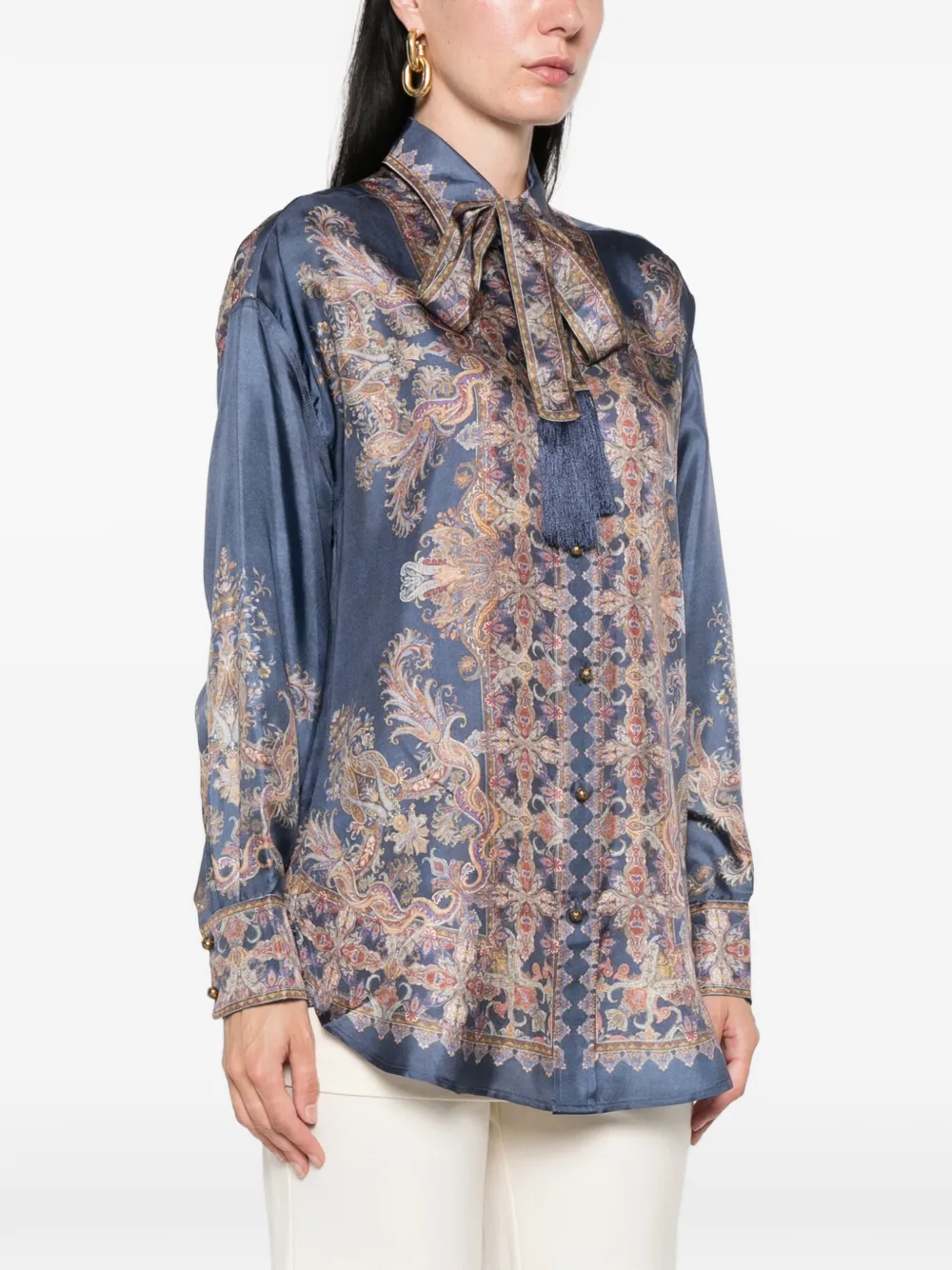 ZIMMERMANN paisley-print pussy-bow shirt Blauw