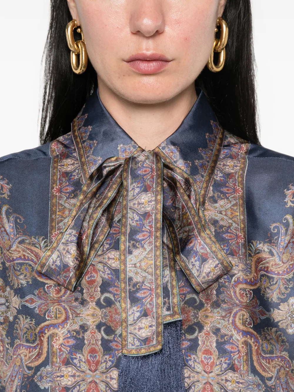 ZIMMERMANN paisley-print pussy-bow shirt Blauw