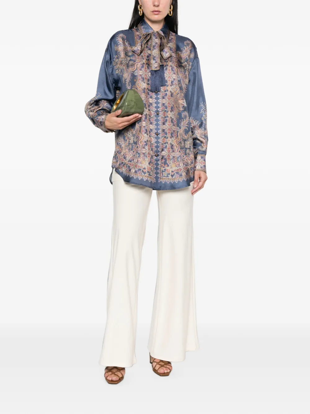 ZIMMERMANN paisley-print pussy-bow shirt Blauw