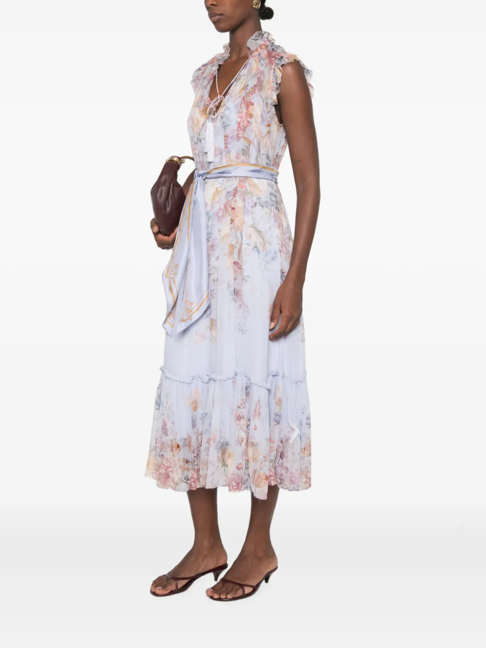ZIMMERMANN Valiant jurk met fladderprint Blauw