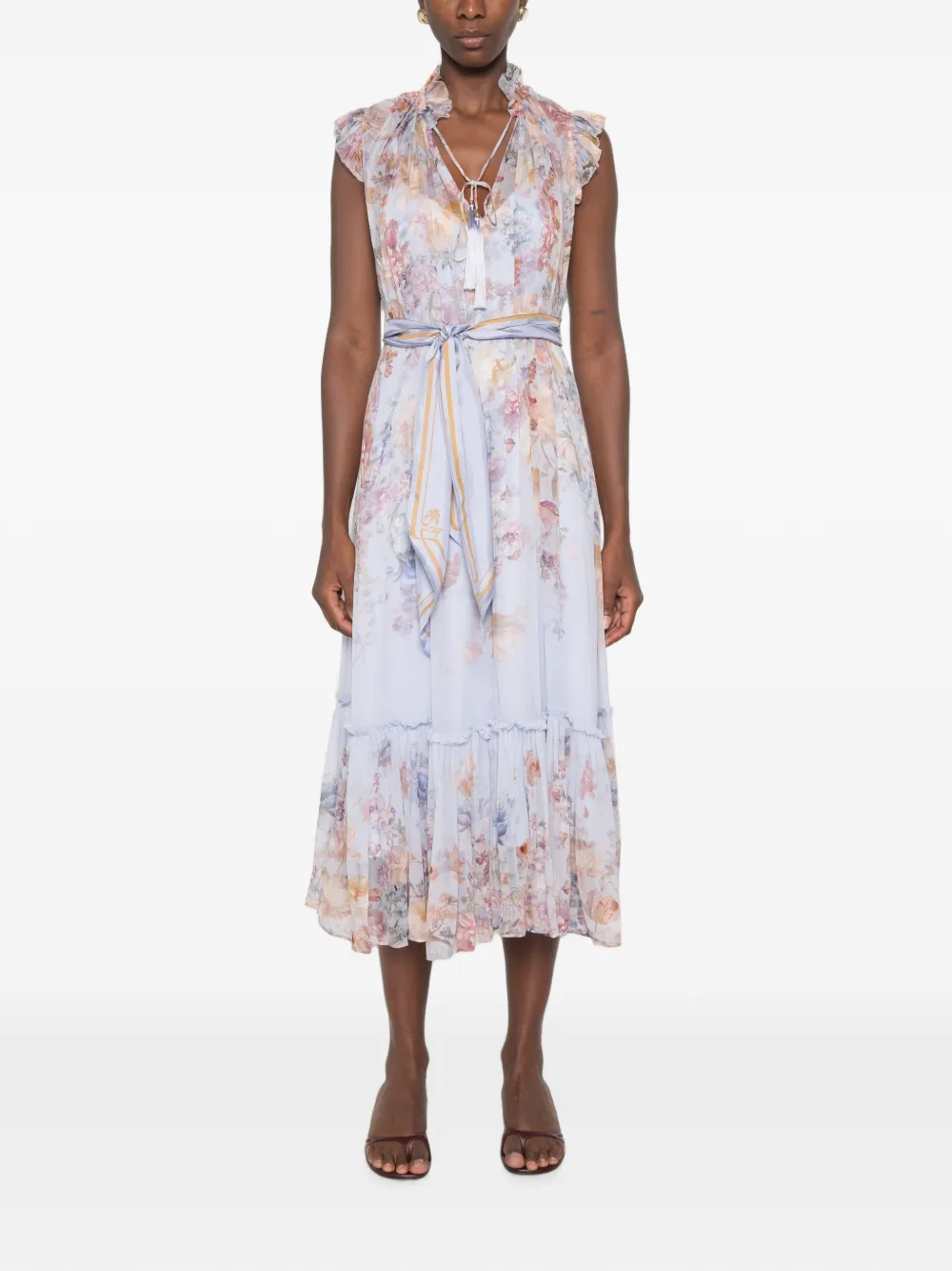 ZIMMERMANN Valiant jurk met fladderprint Blauw