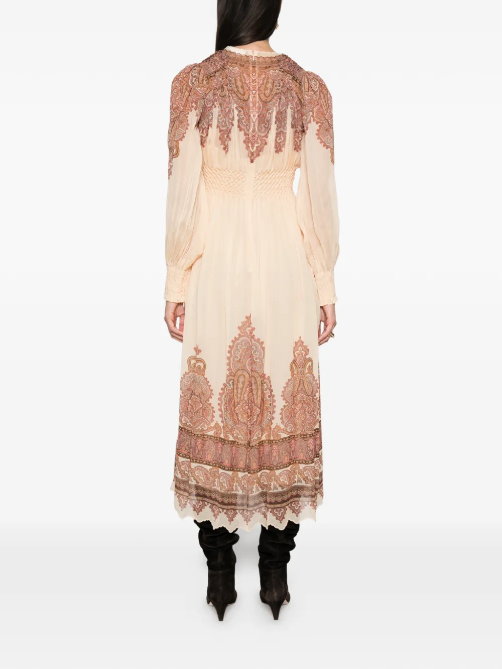 ZIMMERMANN Ascent smocked paisley-print midi dress Beige