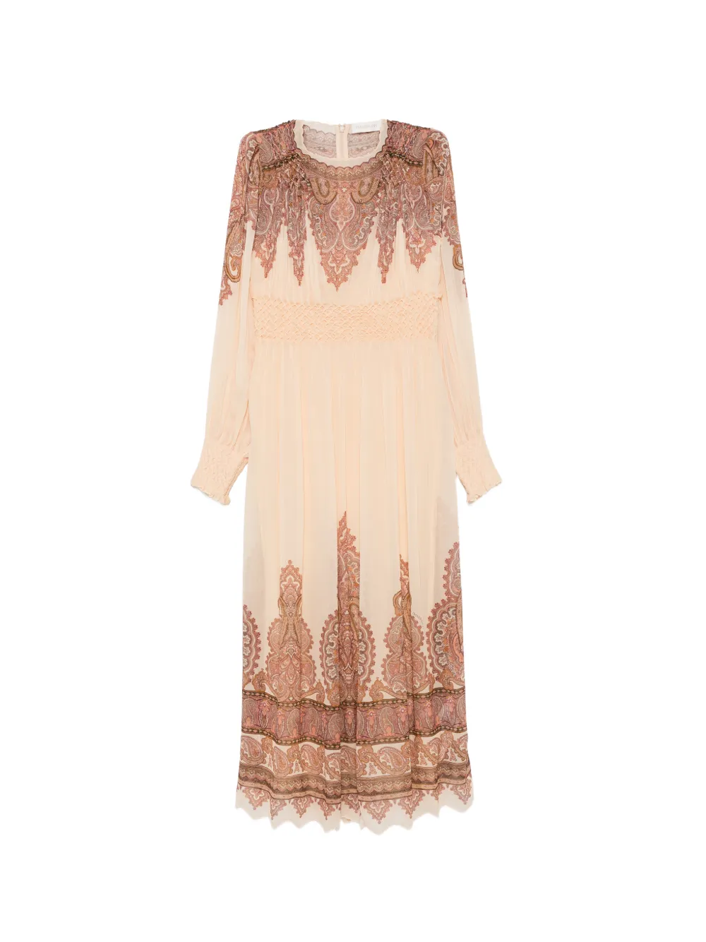 ZIMMERMANN Ascent smocked paisley-print midi dress - Toni neutri