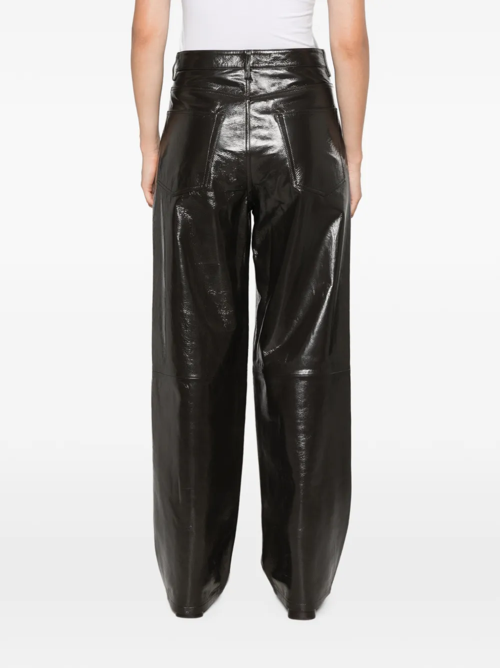 Róhe Lakleren baggy broek Bruin