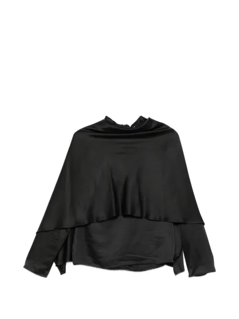 Róhe satin draped-cape blouse