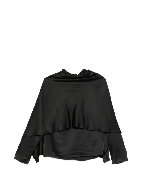 Róhe Satin Draped-cape Blouse in Black