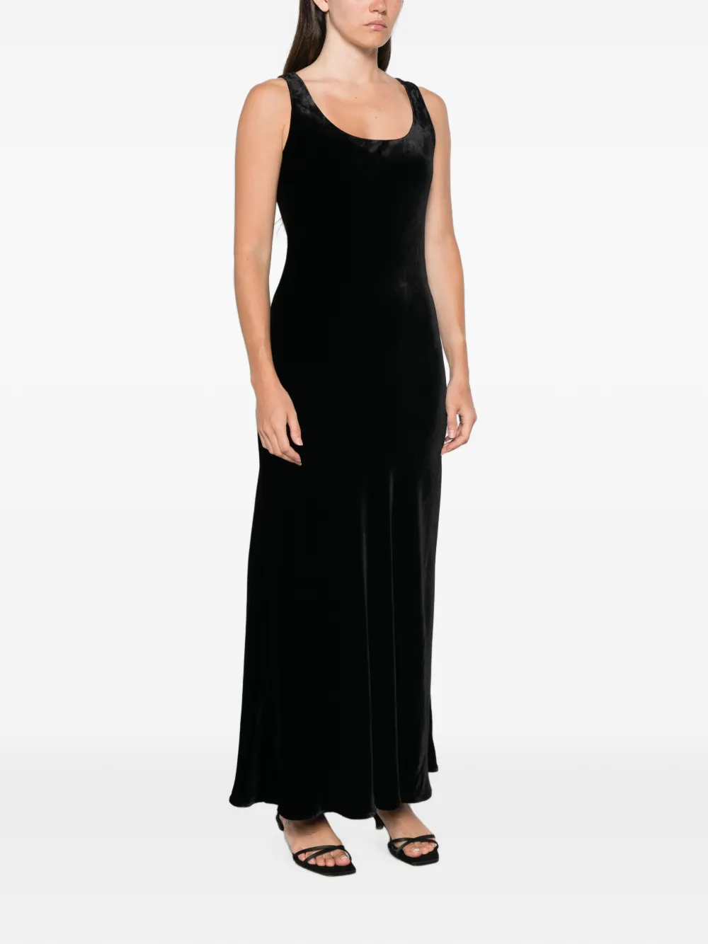 Róhe Scoop-neck Velvet Dress in Black, view 3