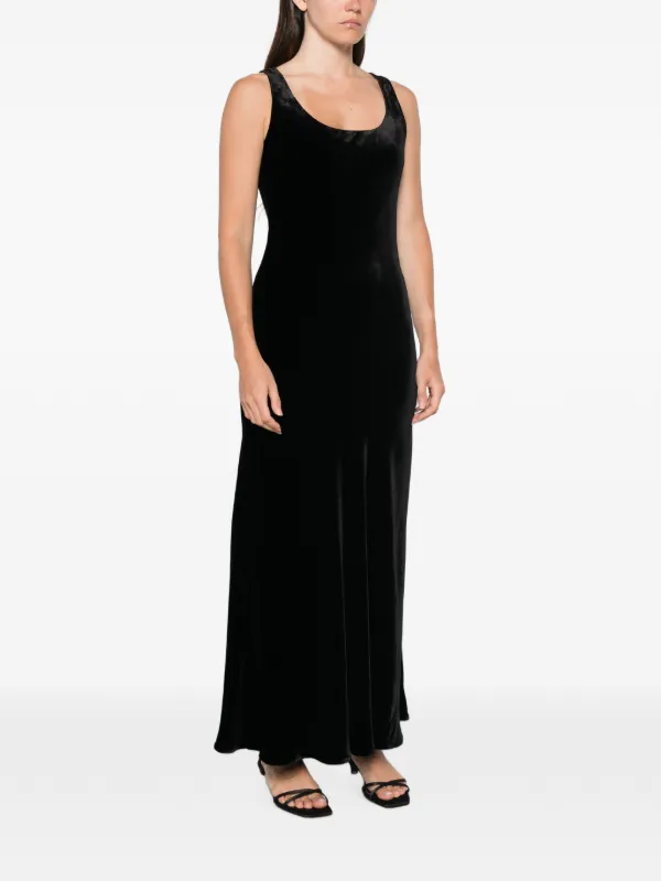 Róhe Scoop-neck Velvet Dress in Black, view 3