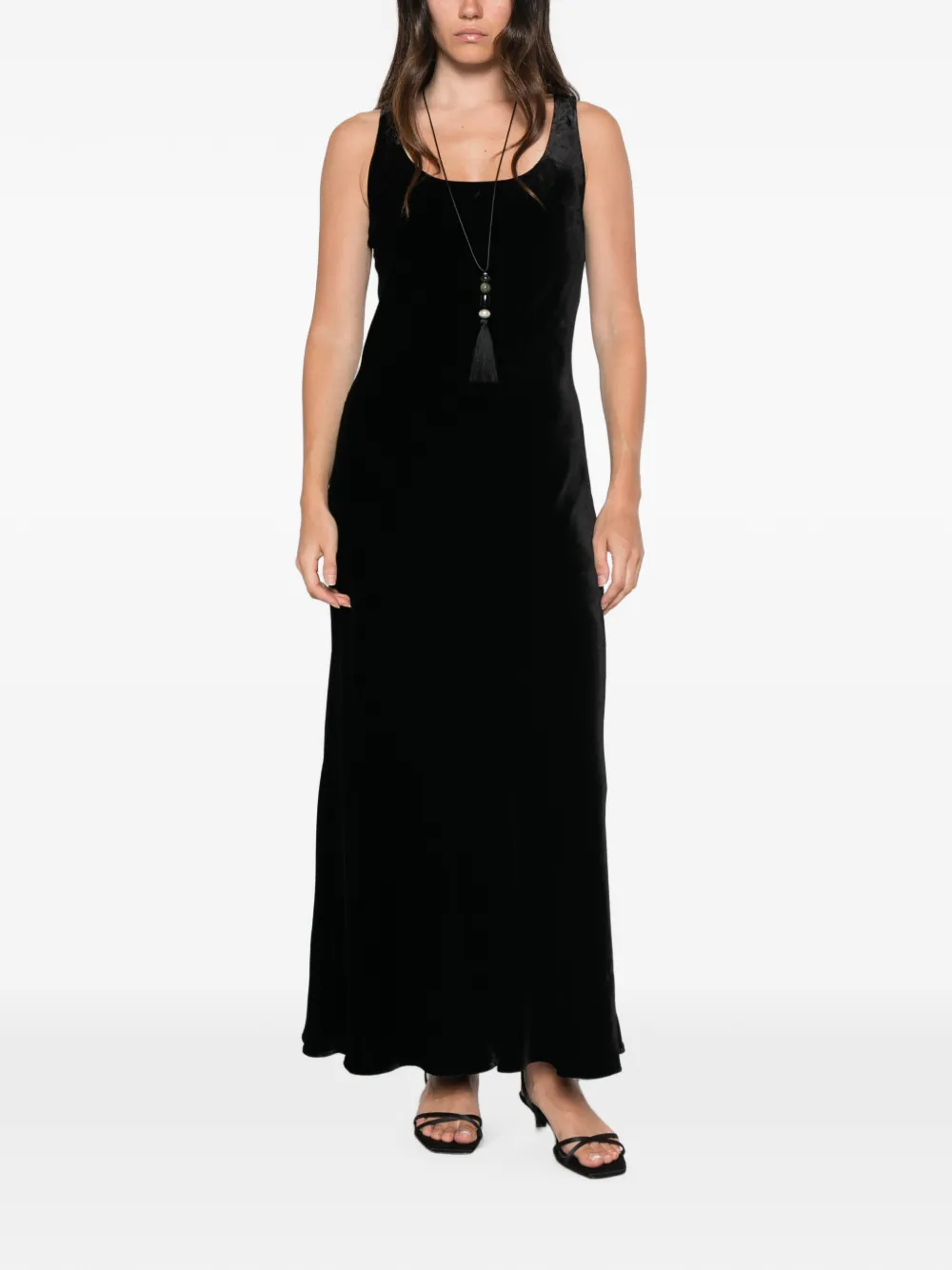 Róhe Scoop-neck Velvet Dress in Black, view 2