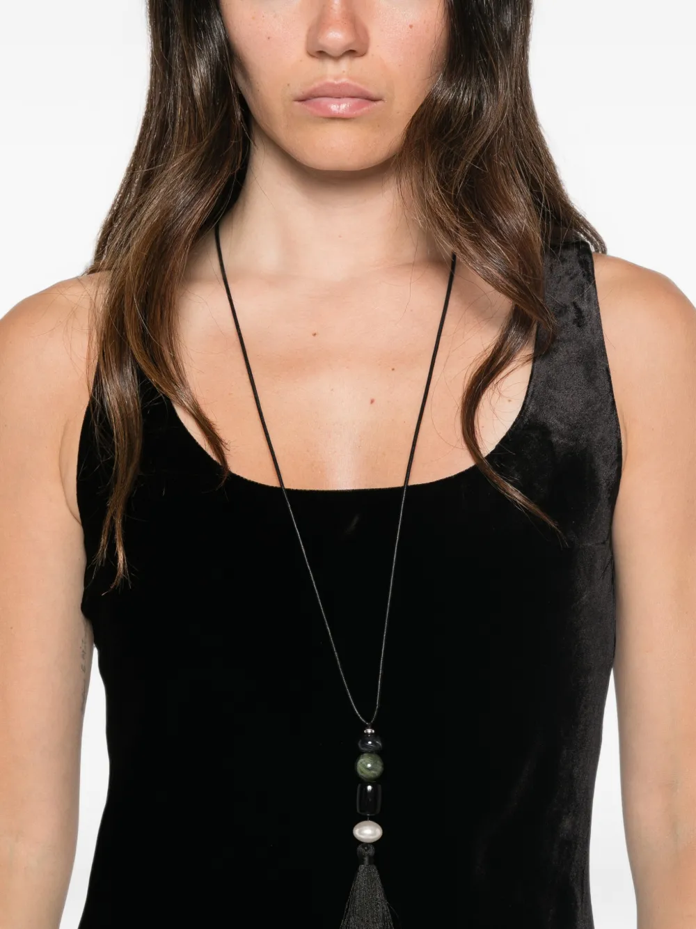 Róhe Scoop-neck Velvet Dress in Black, view 5