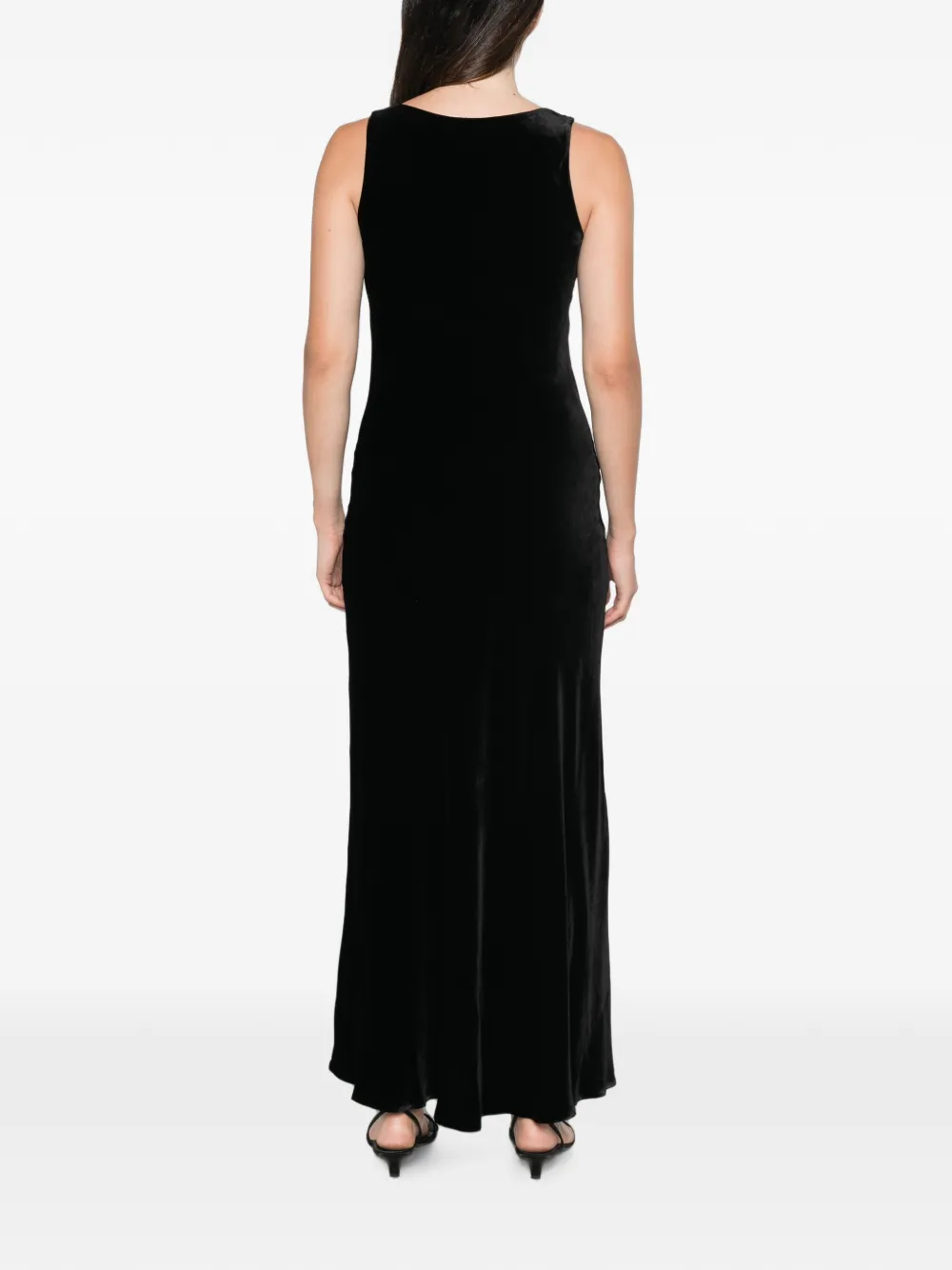 Róhe Scoop-neck Velvet Dress in Black, view 4