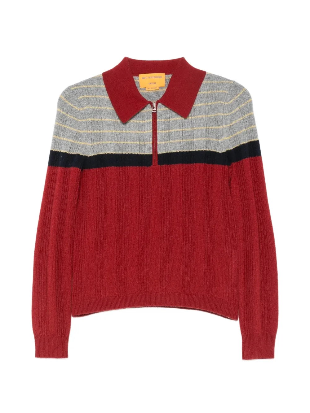 Guest In Residence Track striped ribbed-knit sweater