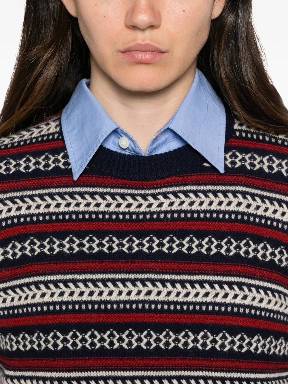 Guest In Residence Western stripe-knit sweater Blauw