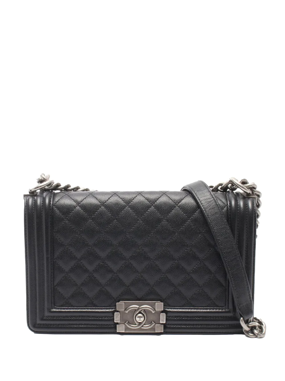 CHANEL Pre-Owned 2019 Old Medium Quilted Caviar Boy Flap crossbody bag - Black