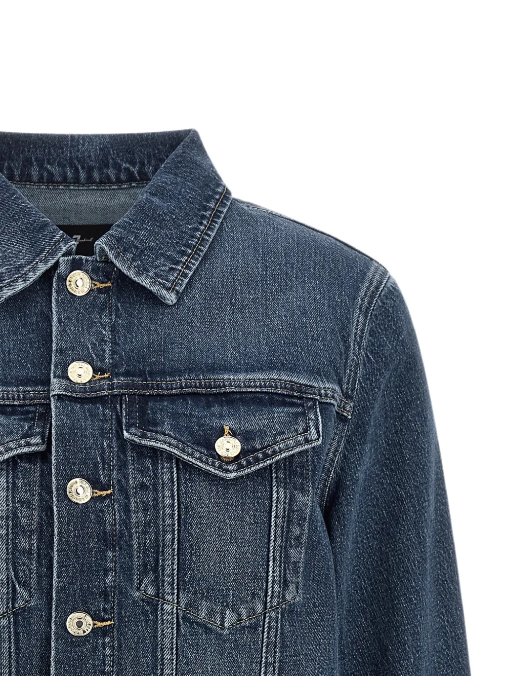 7 For All Mankind Darted Shrunken denim jack Blauw