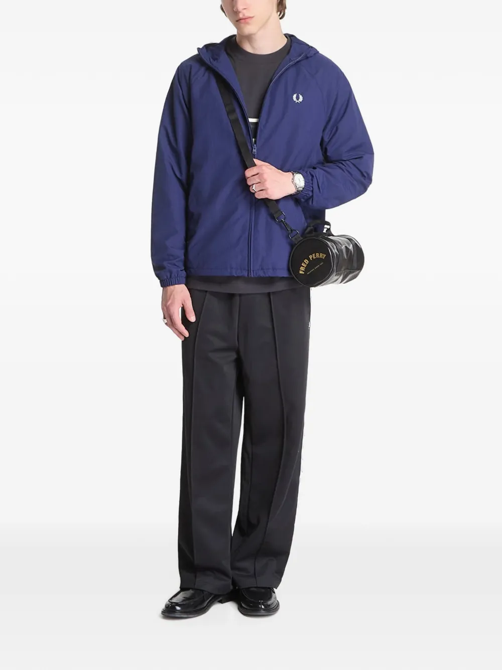 Fred Perry Jack met geborduurd logo en capuchon Blauw