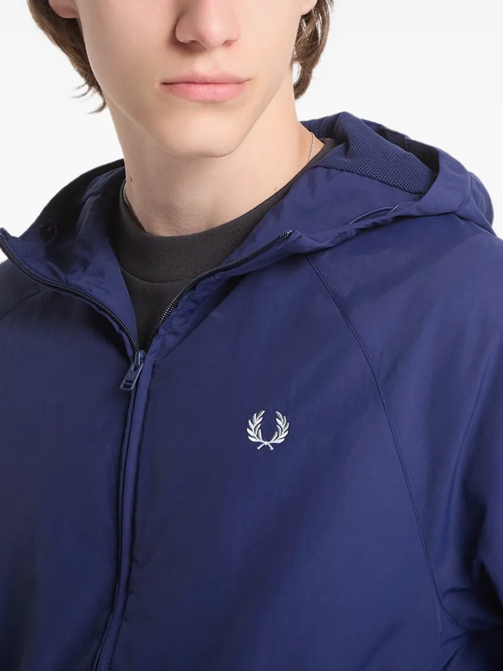 Fred Perry Jack met geborduurd logo en capuchon Blauw