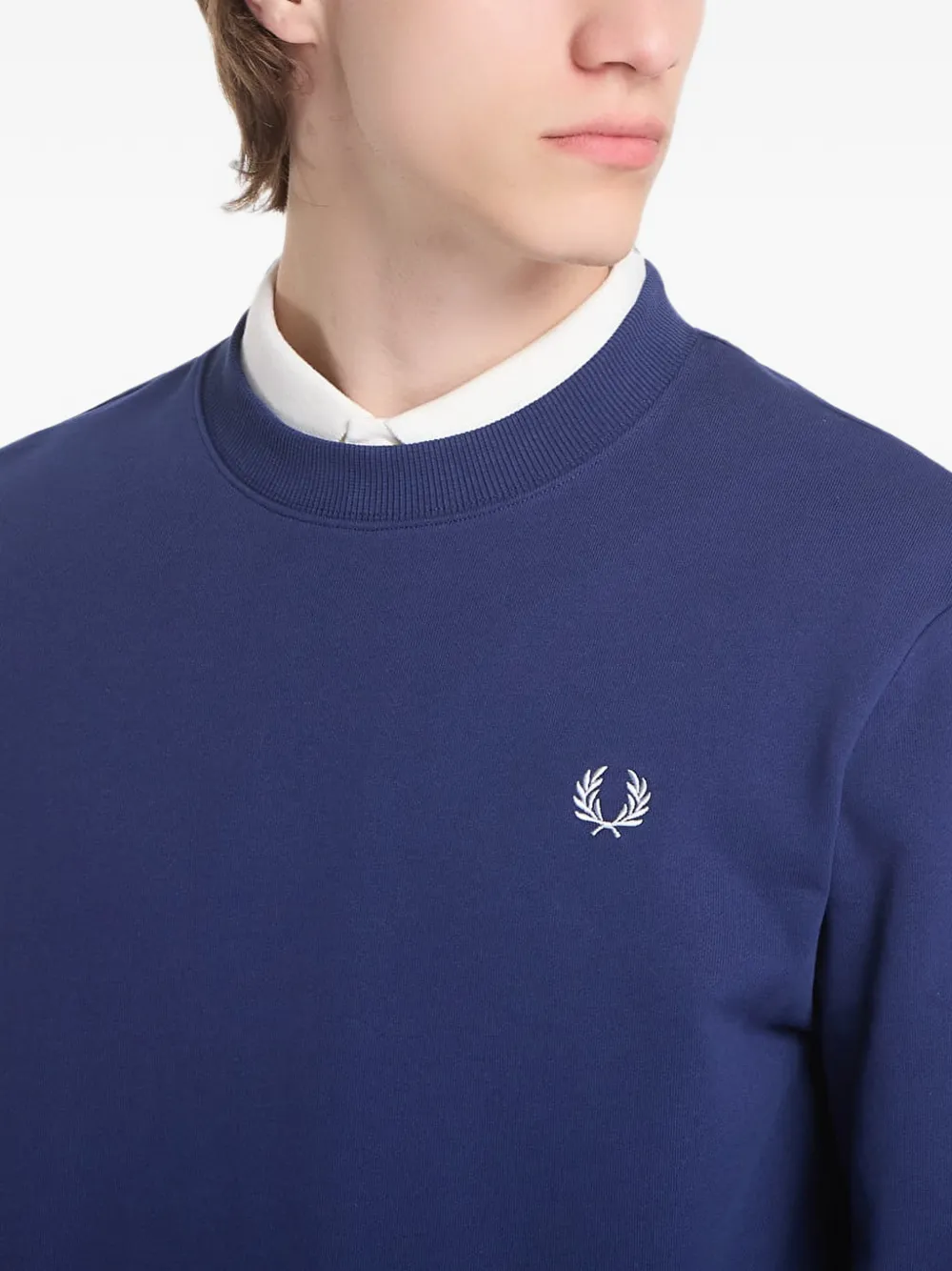 Fred Perry Sweater met geborduurd logo Blauw