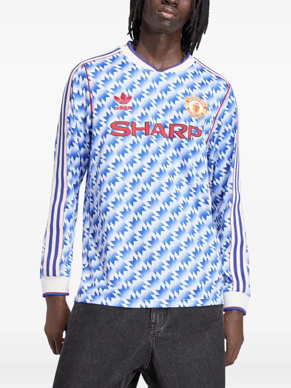 adidas Manchester United 90 Away long-sleeve T-shirt Blauw