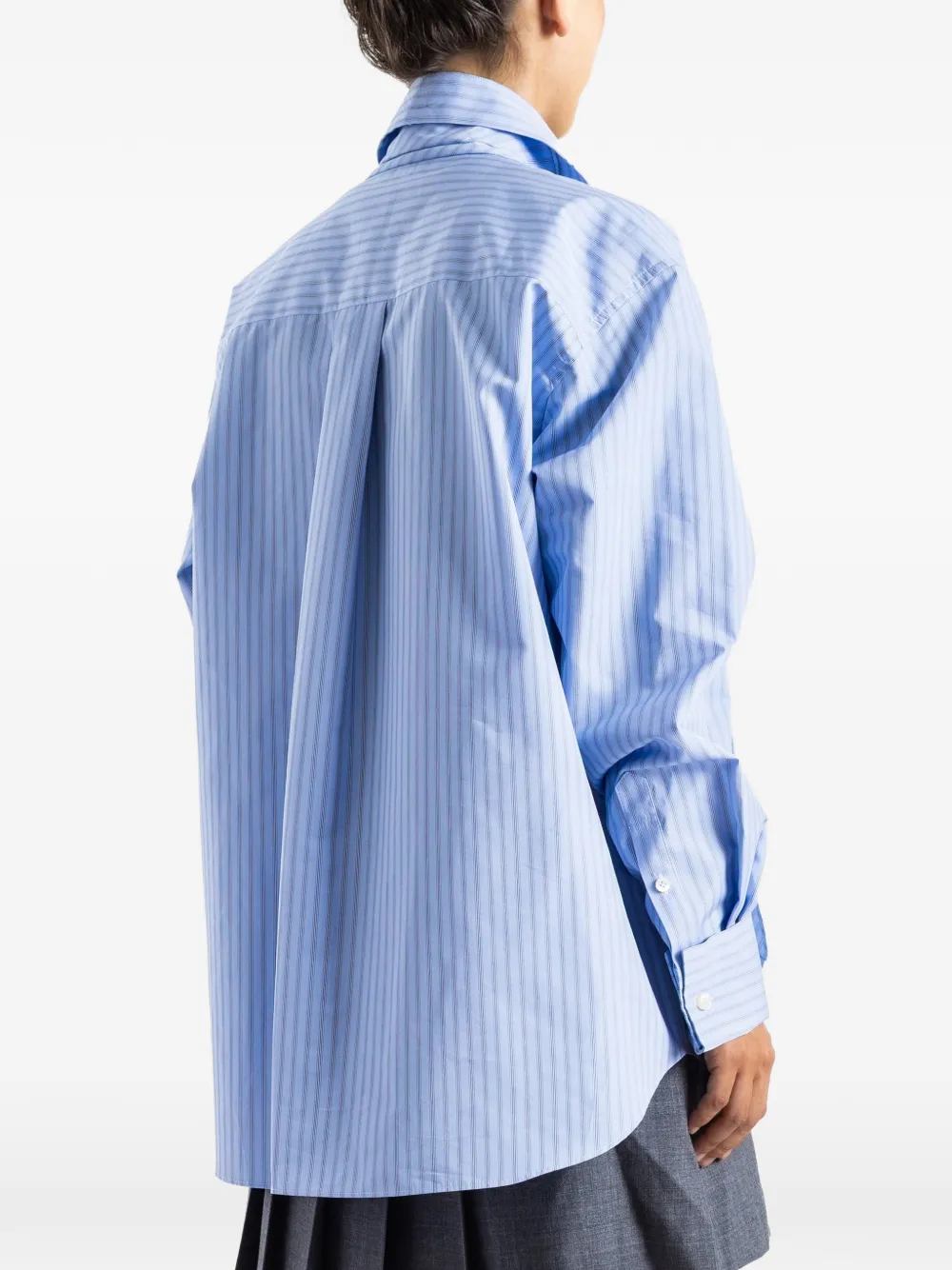 sacai striped tie-neck shirt Blauw