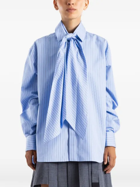 sacai striped tie-neck shirt