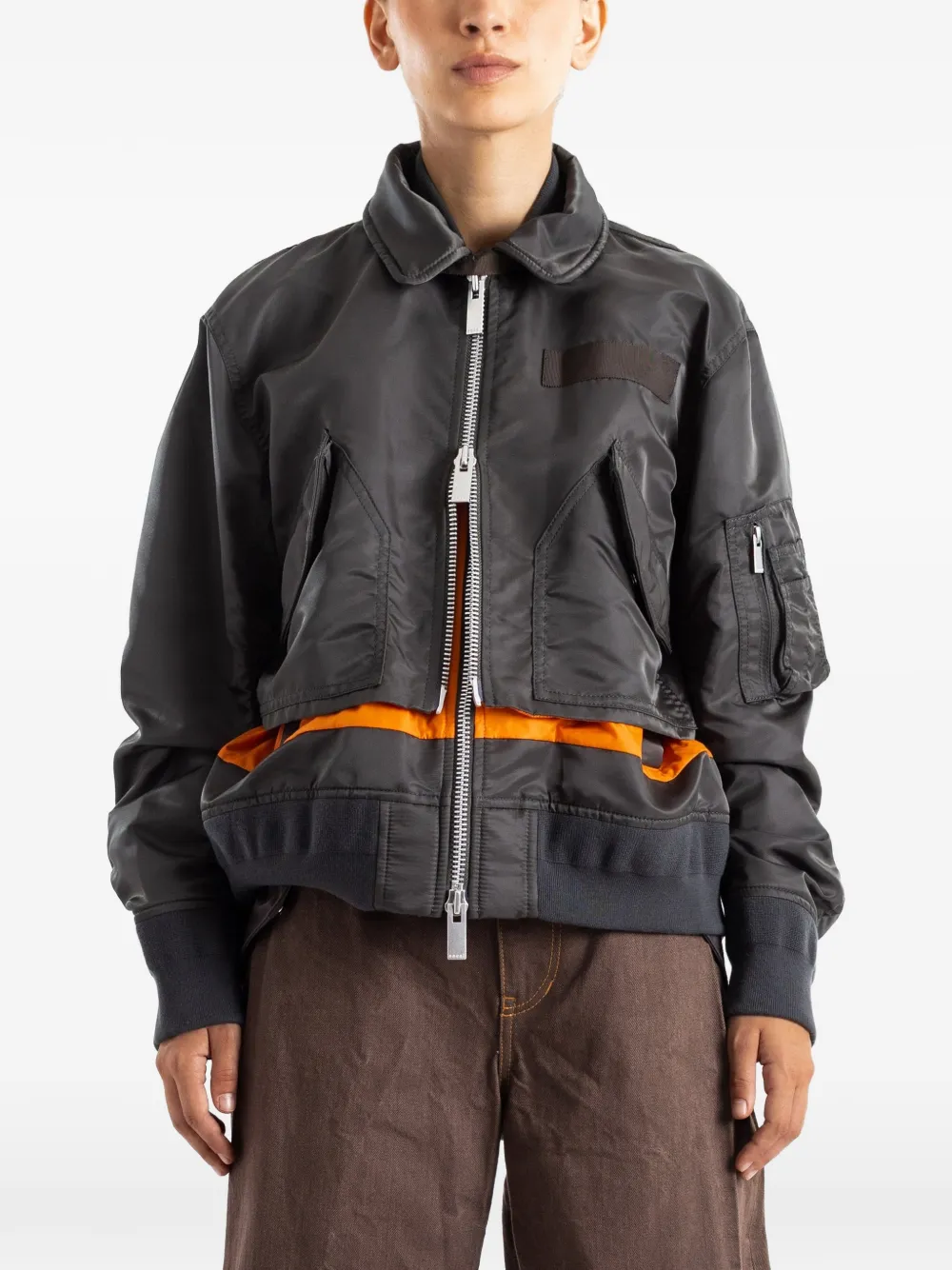 sacai hybrid panelled jacket - Black