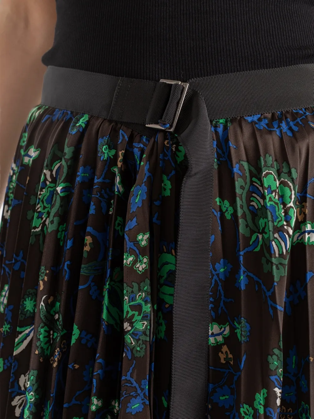 sacai Floral-print Pleated Midi Skirt in Brown, view 5
