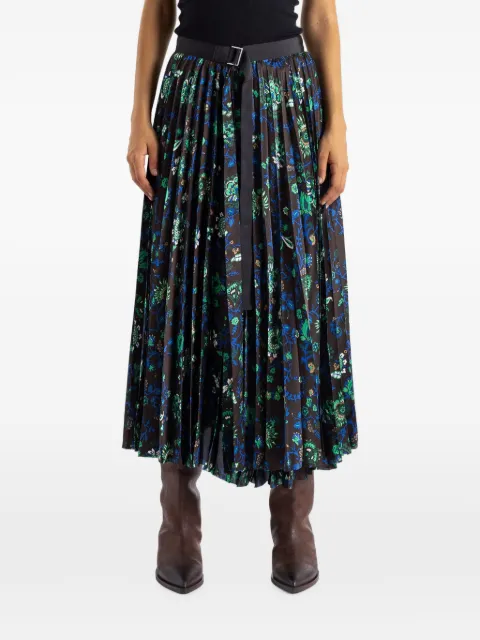 sacai Saia midi floral com pregas