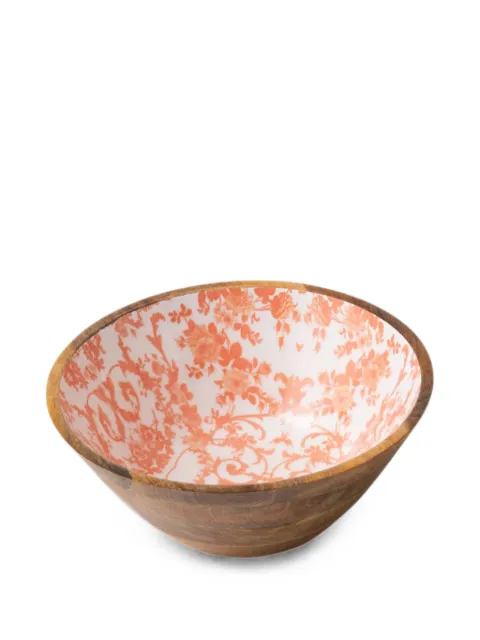 J-LINE floral-print mango-wood bowl
