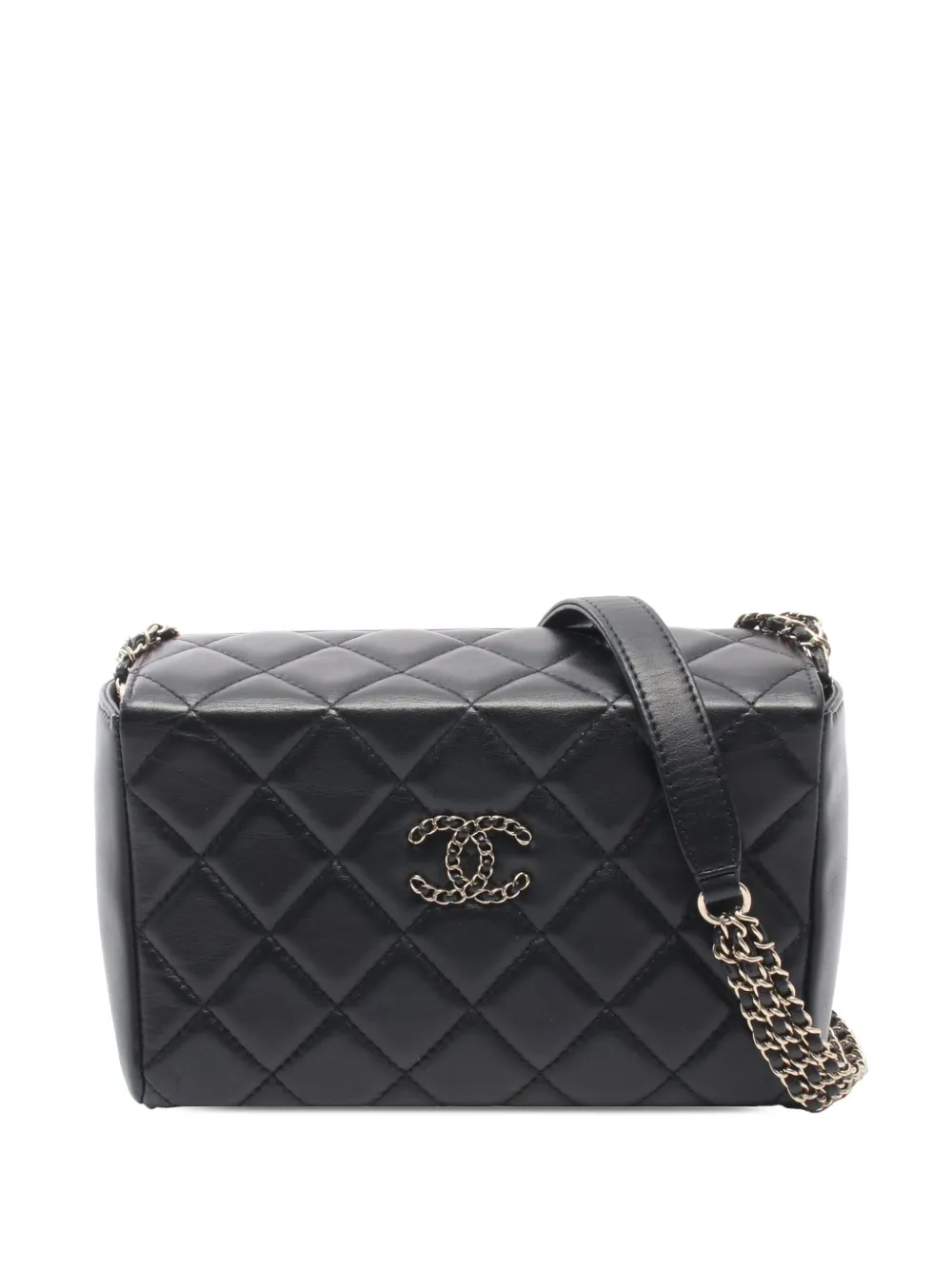 CHANEL Pre-Owned Borsa a tracolla CC in pelle di agnello trapuntata con catena 2021-2026 - Nero