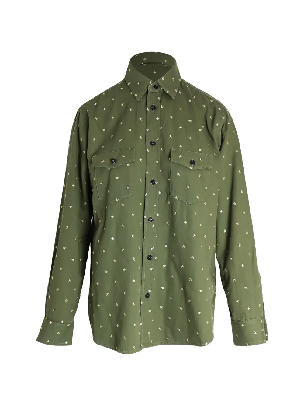 Saint Laurent Pre-Owned star-embroidered button-up shirt - Verde