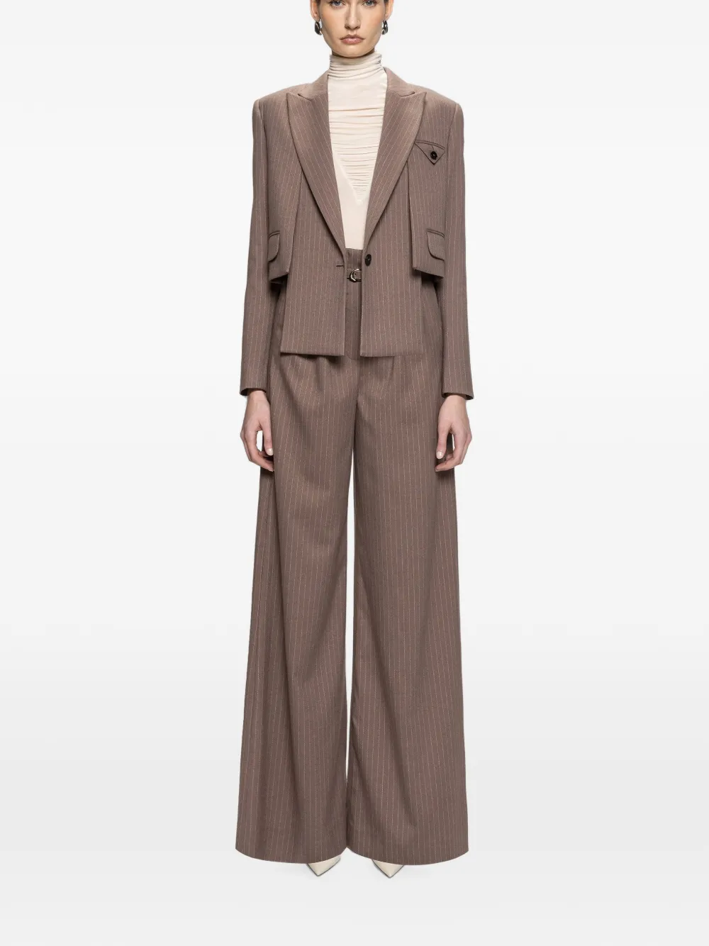 NISSA pinstripe wide-leg trousers - Marrone
