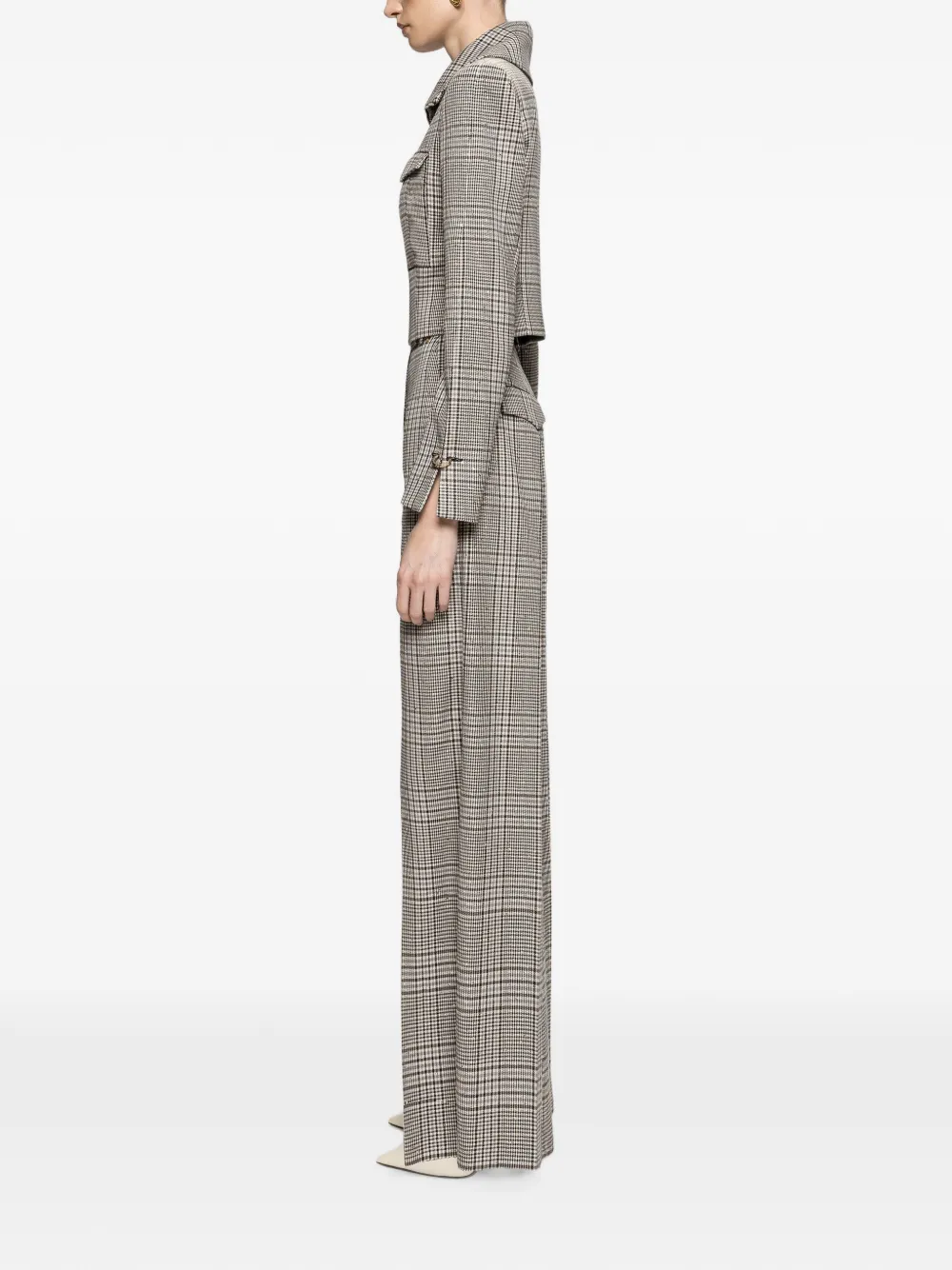 NISSA Geruite pantalon met wijde pijpen Beige