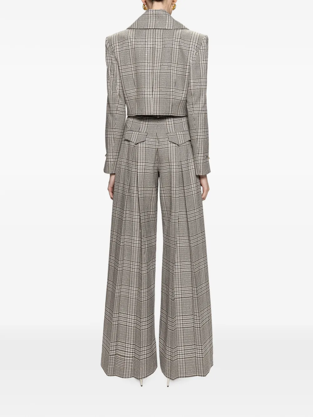 NISSA Geruite pantalon met wijde pijpen Beige