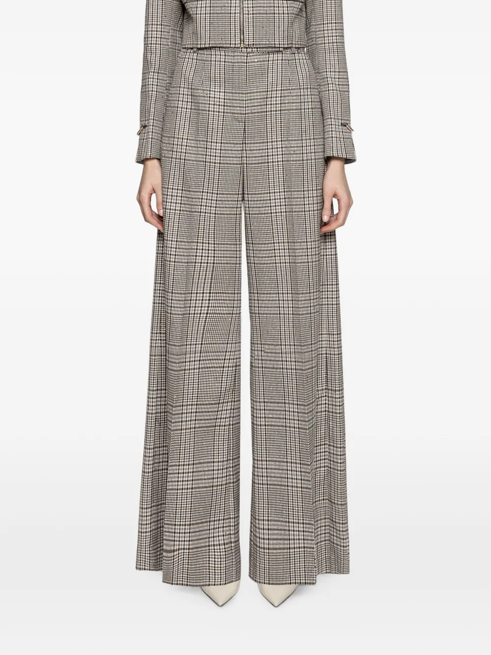 NISSA checked tailored wide-leg trousers - Toni neutri