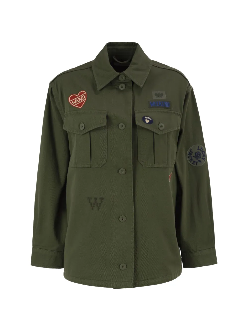 Weekend Max Mara embroidered-patch cotton jacket - Verde