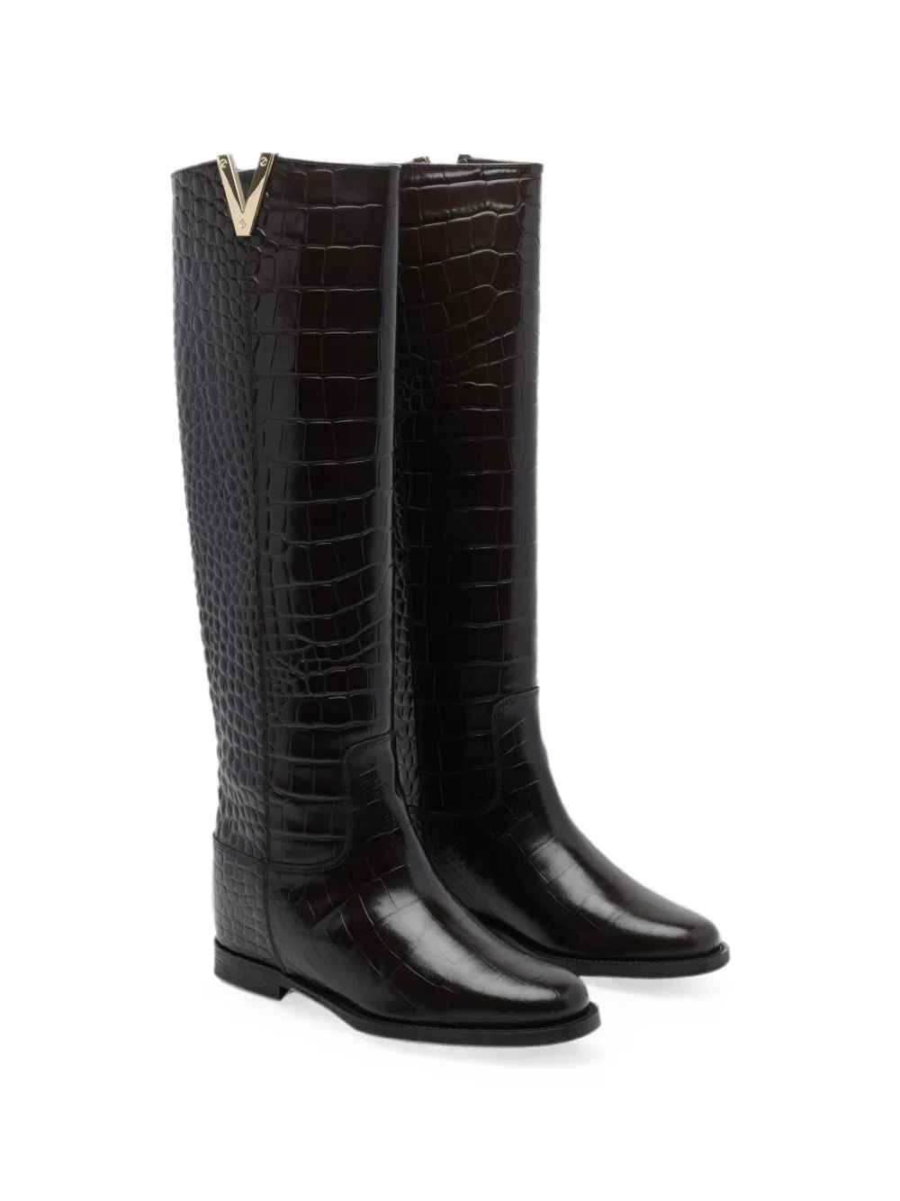 Via Roma 15 croc-effect VLogo boots Bruin
