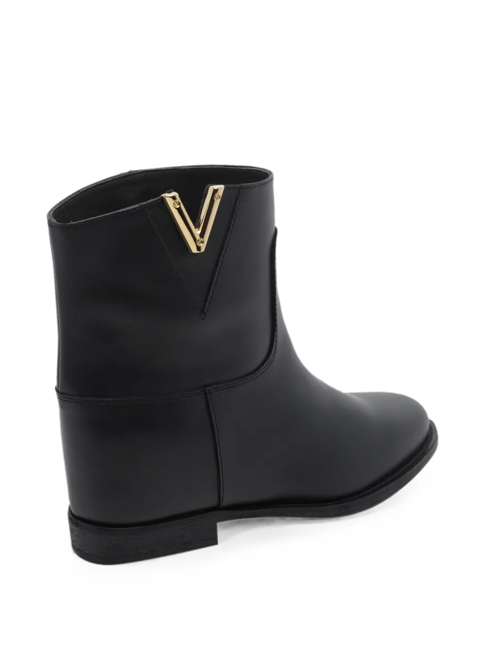 Via Roma 15 logo-plaque leather ankle boots Zwart