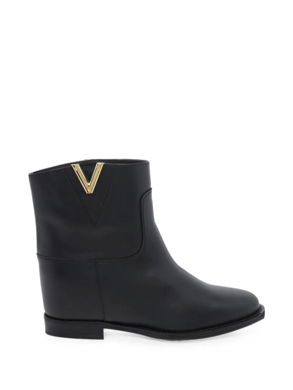 Via Roma 15 logo-plaque leather ankle boots Zwart