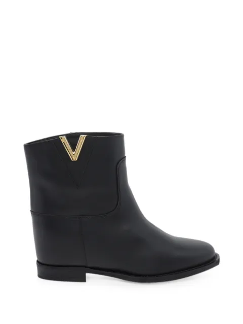 Via Roma 15 logo-plaque leather ankle boots