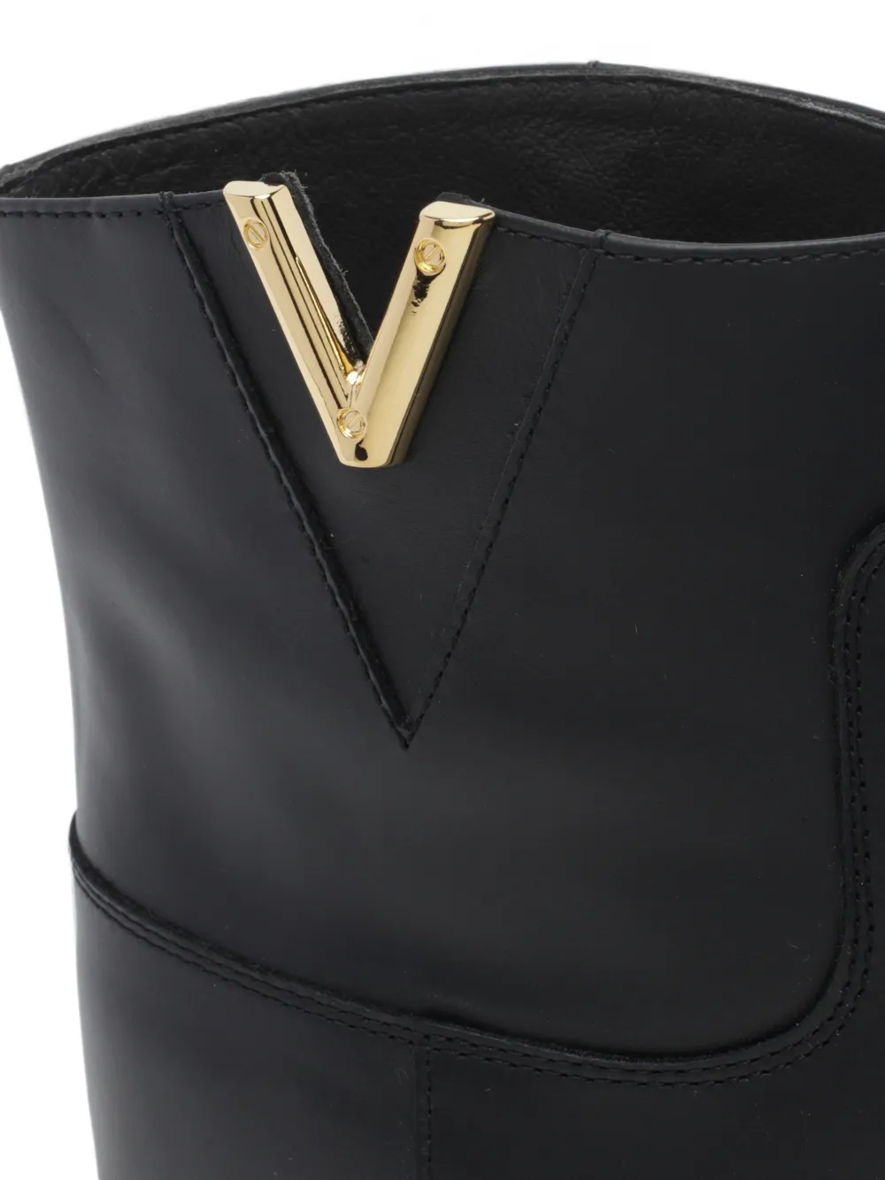 Via Roma 15 logo-plaque leather ankle boots Zwart