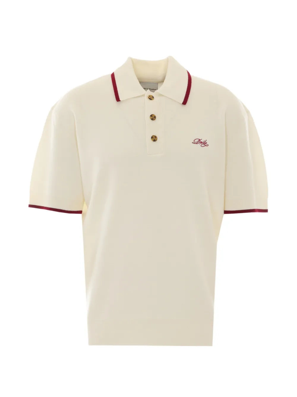 Drôle De Monsieur embroidered-logo wool polo shirt - Toni neutri
