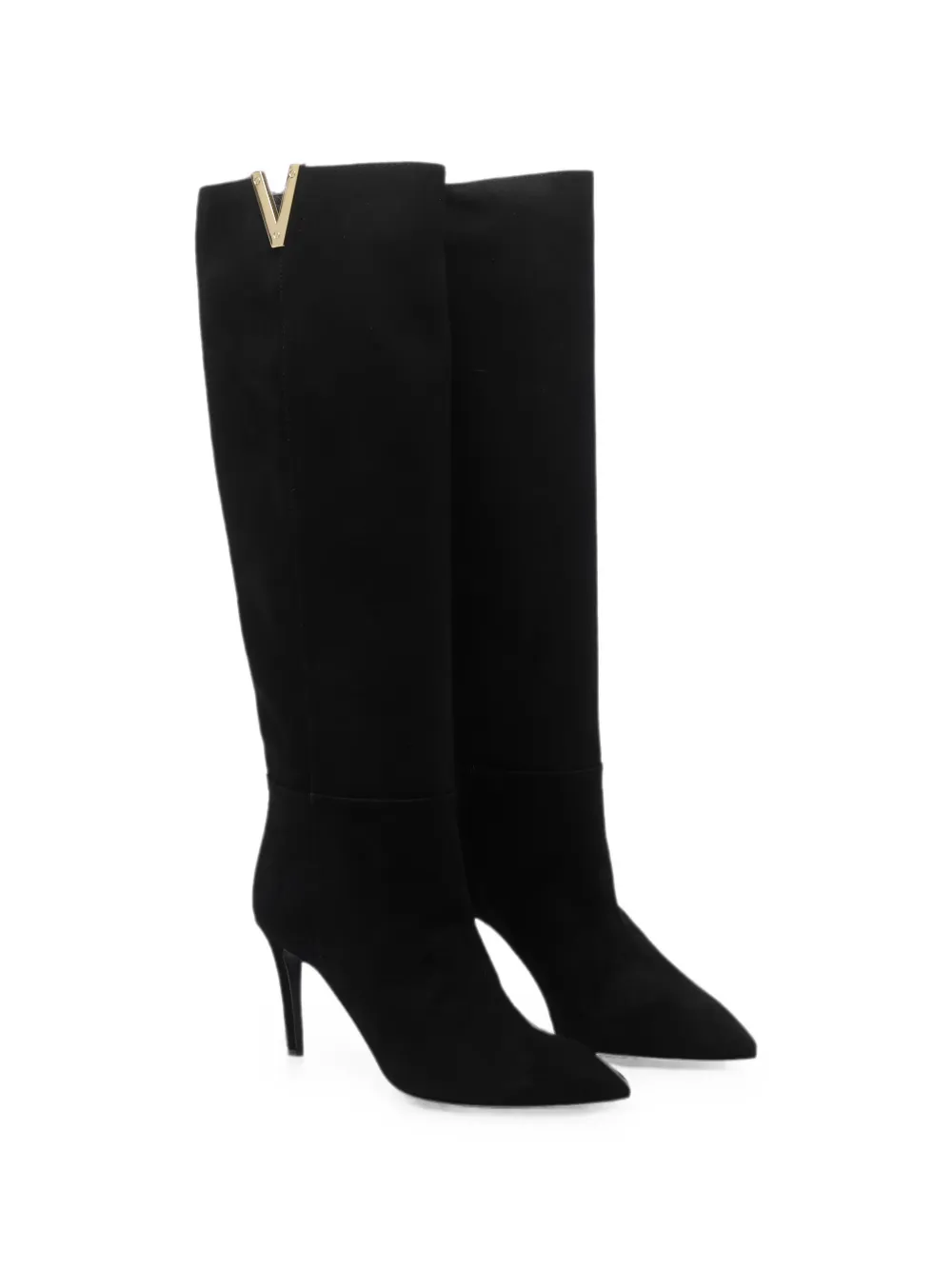 Via Roma 15 pointed-toe suede boots Zwart